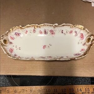 Floral Porcelain Limoges Celery with Gold Accents